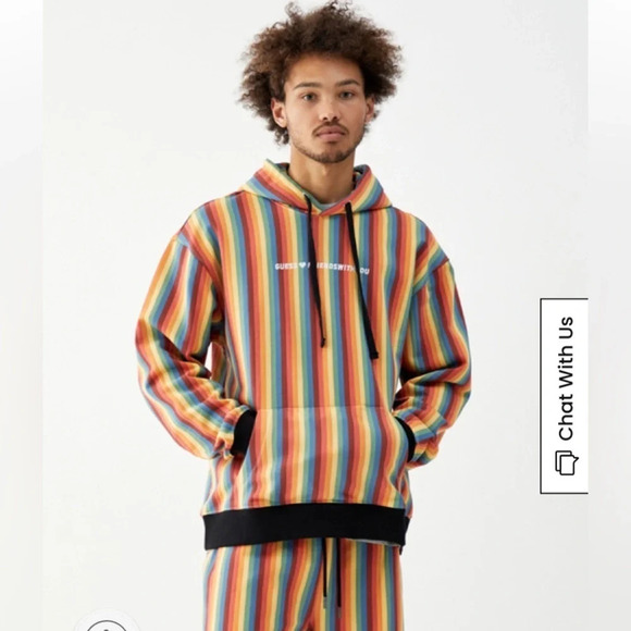 GUESS Originals x FriendsWithYou Striped Rainbow Hoodie size Small - Picture 1 of 12